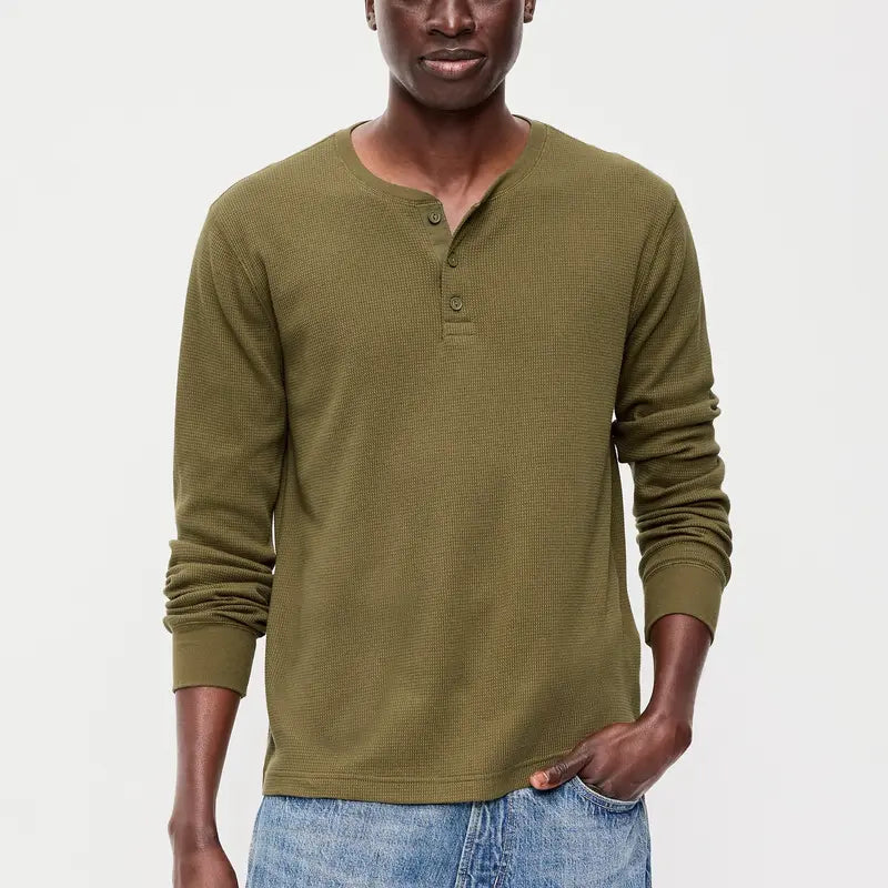 Old Navy Men'S Long-Sleeve Waffle Henley T-Shirt