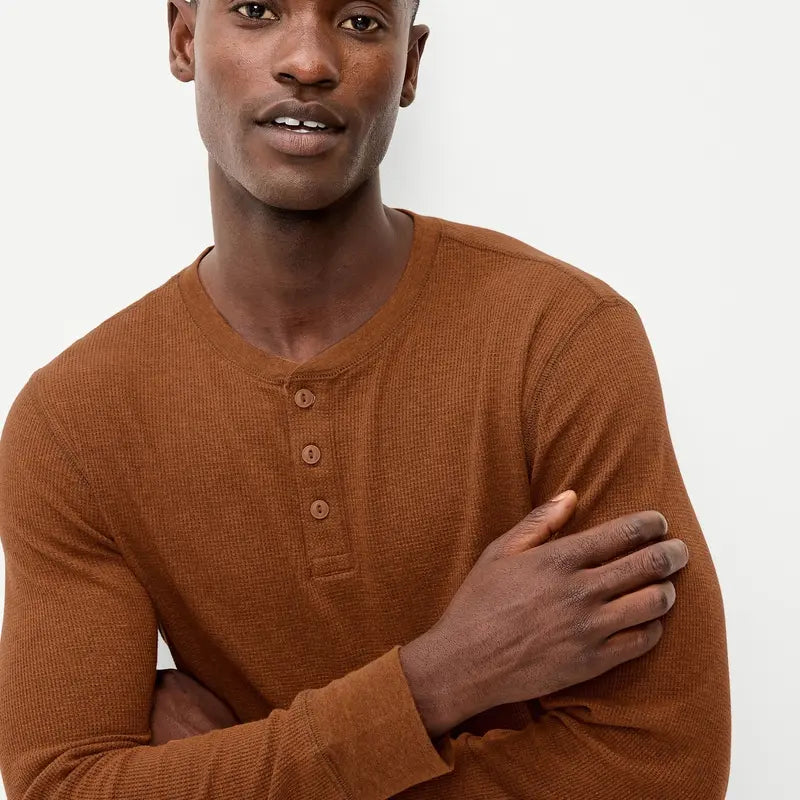 Old Navy Men'S Long-Sleeve Waffle Henley T-Shirt