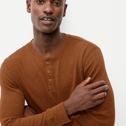 Old Navy Men'S Long-Sleeve Waffle Henley T-Shirt