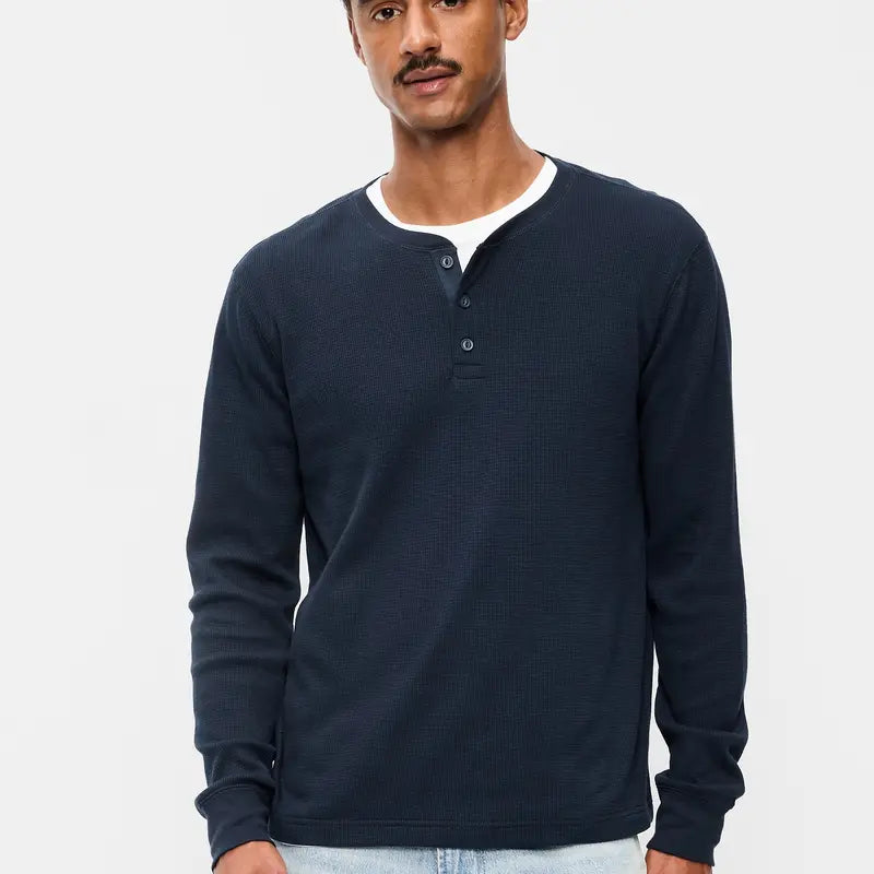 Old Navy Men'S Long-Sleeve Waffle Henley T-Shirt
